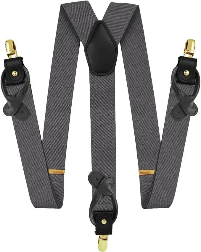 Vittorio Farina Men's Convertible Suspender in Gift Box: 70% Polyester & 30% Elastomer - Suits You Sir - Charcoal - Gold
