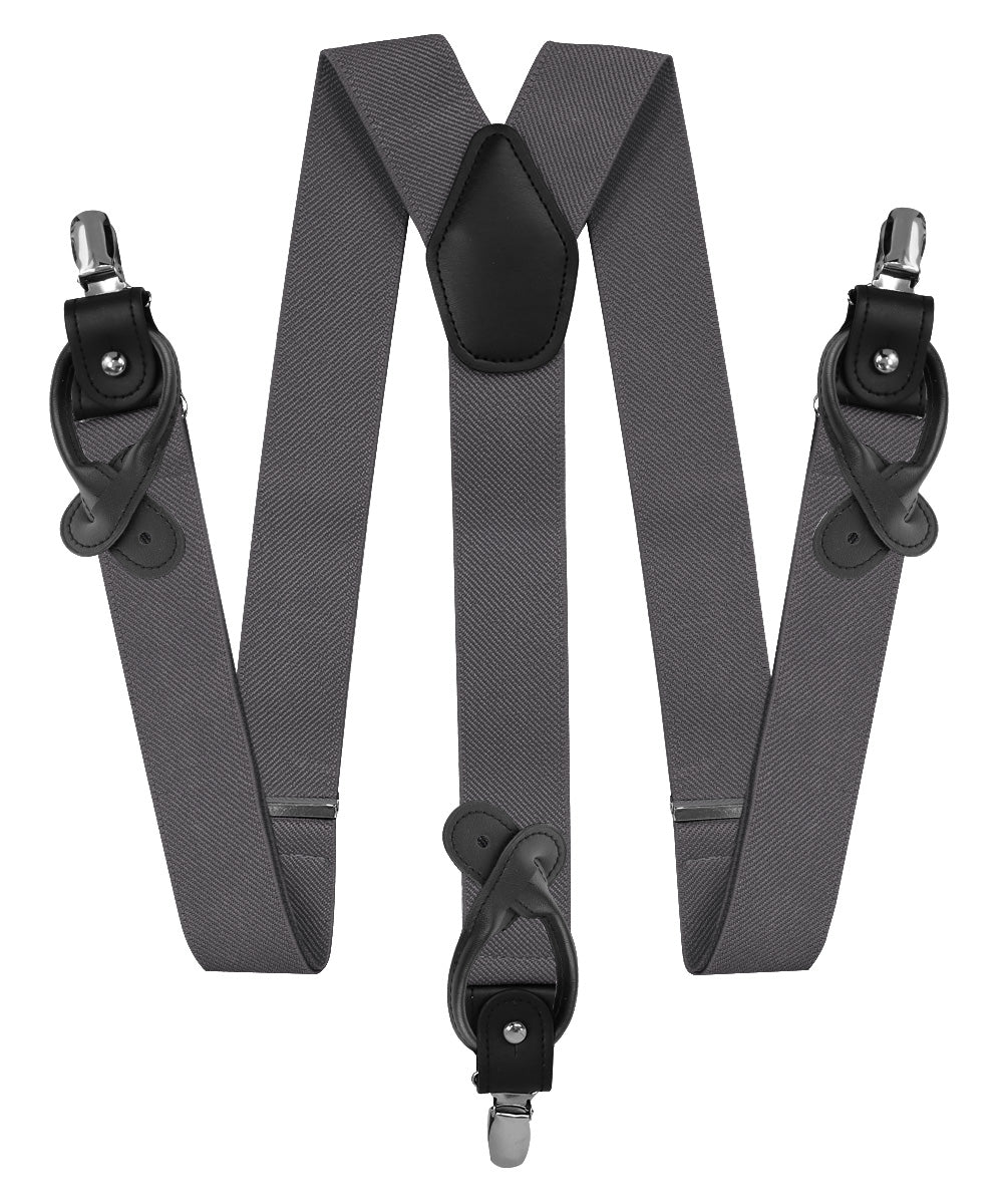 Vittorio Farina Men's Convertible Suspender in Gift Box: 70% Polyester & 30% Elastomer - Suits You Sir - Charcoal - Silver