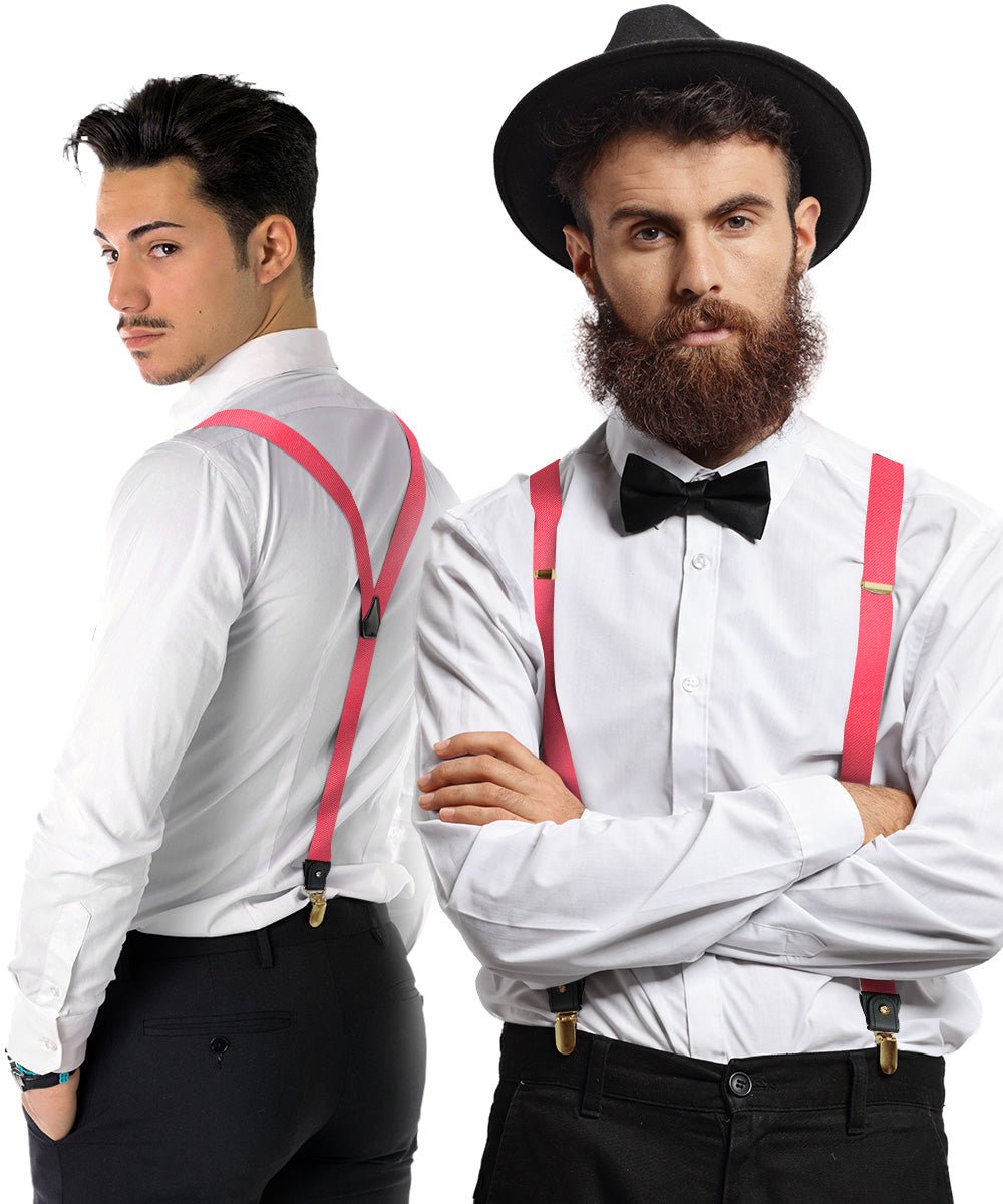 Vittorio Farina Men's Convertible Suspender in Gift Box: 70% Polyester & 30% Elastomer - Suits You Sir - Coral - Gold