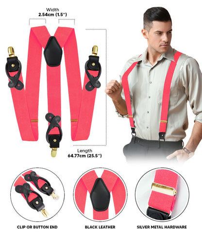Vittorio Farina Men's Convertible Suspender in Gift Box: 70% Polyester & 30% Elastomer - Suits You Sir - Coral - Gold