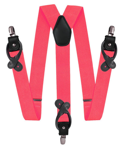 Vittorio Farina Men's Convertible Suspender in Gift Box: 70% Polyester & 30% Elastomer - Suits You Sir - Coral - Silver