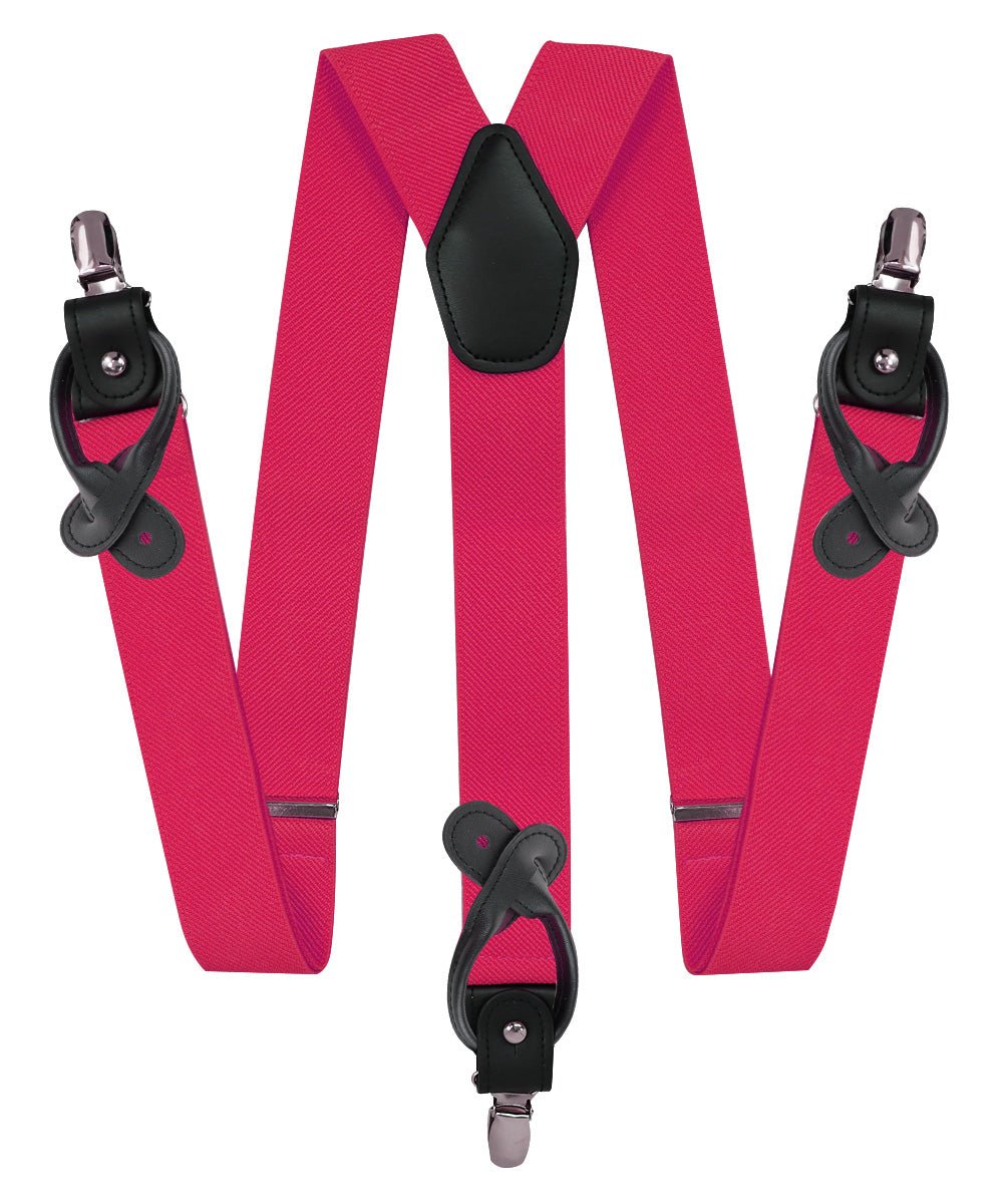 Vittorio Farina Men's Convertible Suspender in Gift Box: 70% Polyester & 30% Elastomer - Suits You Sir - Hot Pink - Silver