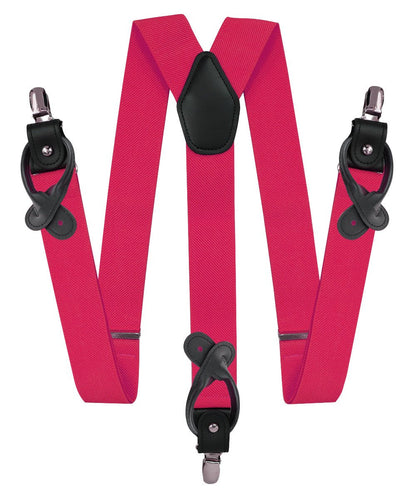 Vittorio Farina Men's Convertible Suspender in Gift Box: 70% Polyester & 30% Elastomer - Suits You Sir - Hot Pink - Silver