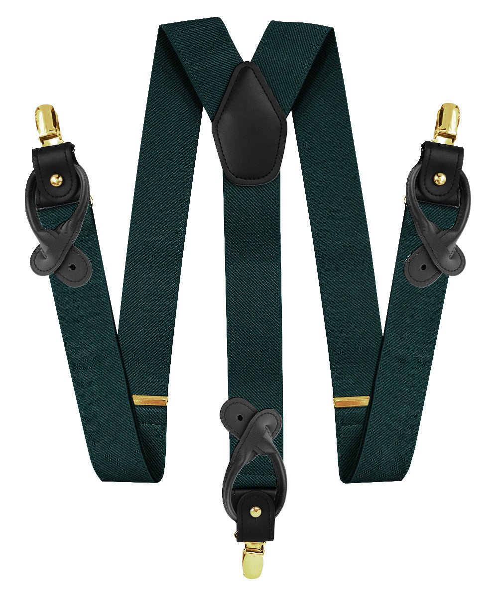 Vittorio Farina Men's Convertible Suspender in Gift Box: 70% Polyester & 30% Elastomer - Suits You Sir - Hunter Green - Gold