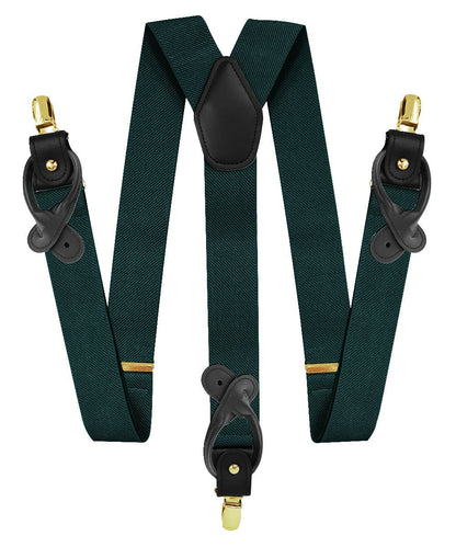 Vittorio Farina Men's Convertible Suspender in Gift Box: 70% Polyester & 30% Elastomer - Suits You Sir - Hunter Green - Gold