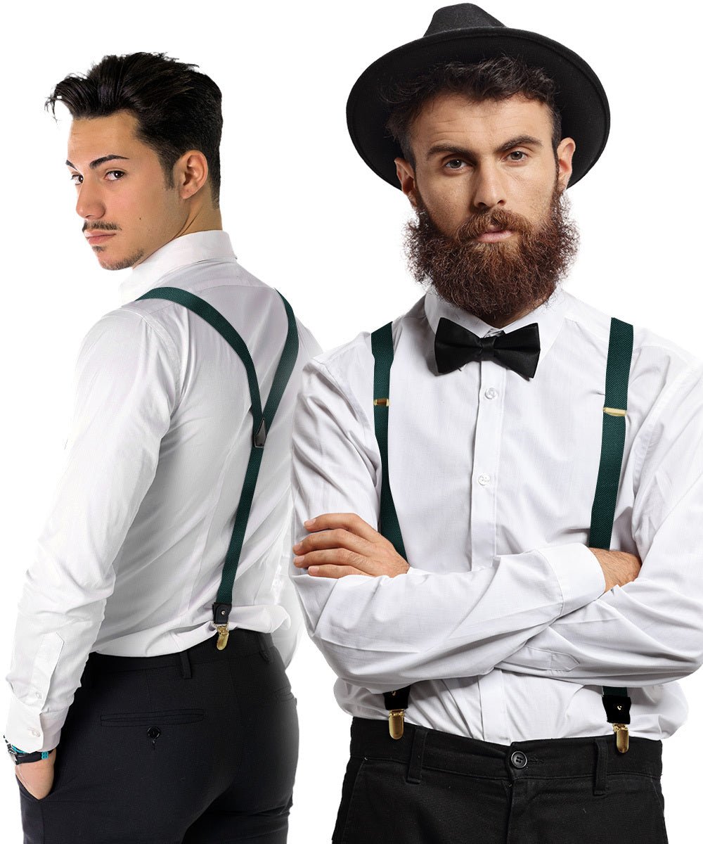 Vittorio Farina Men's Convertible Suspender in Gift Box: 70% Polyester & 30% Elastomer - Suits You Sir - Hunter Green - Gold