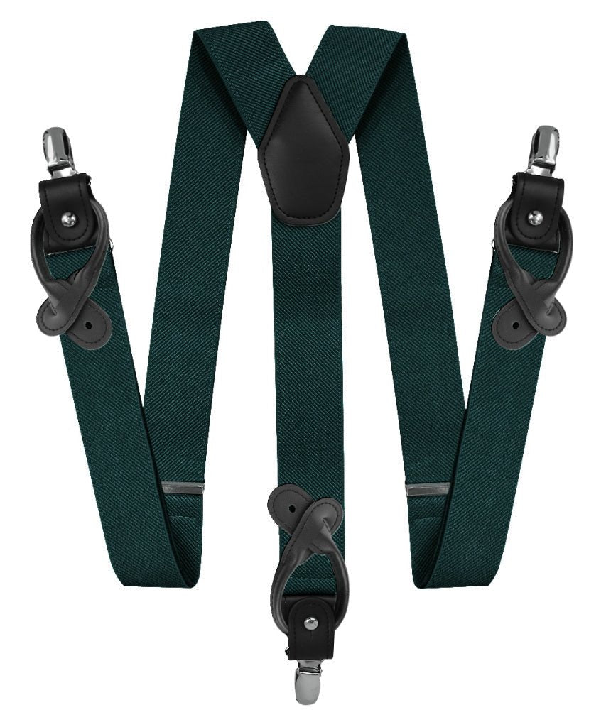 Vittorio Farina Men's Convertible Suspender in Gift Box: 70% Polyester & 30% Elastomer - Suits You Sir - Hunter Green - Silver