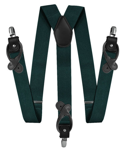 Vittorio Farina Men's Convertible Suspender in Gift Box: 70% Polyester & 30% Elastomer - Suits You Sir - Hunter Green - Silver