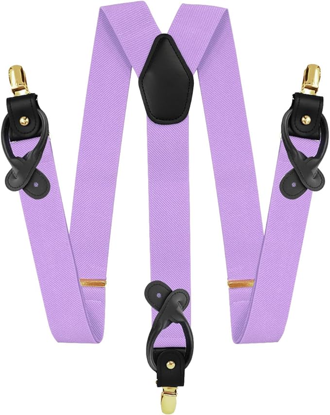 Vittorio Farina Men's Convertible Suspender in Gift Box: 70% Polyester & 30% Elastomer - Suits You Sir - Lavender - Gold