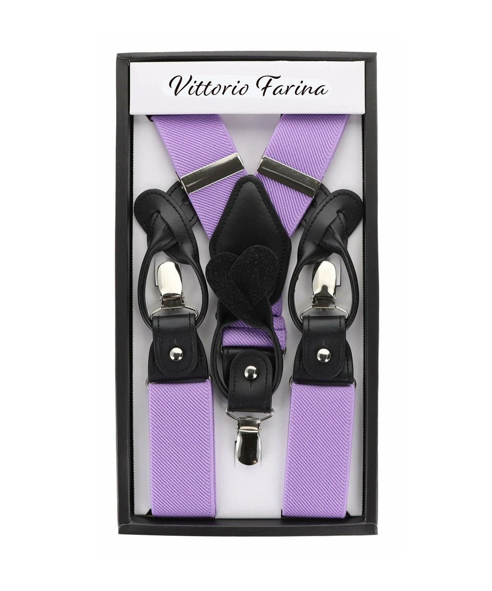 Vittorio Farina Men's Convertible Suspender in Gift Box: 70% Polyester & 30% Elastomer - Suits You Sir - Lavender - Silver