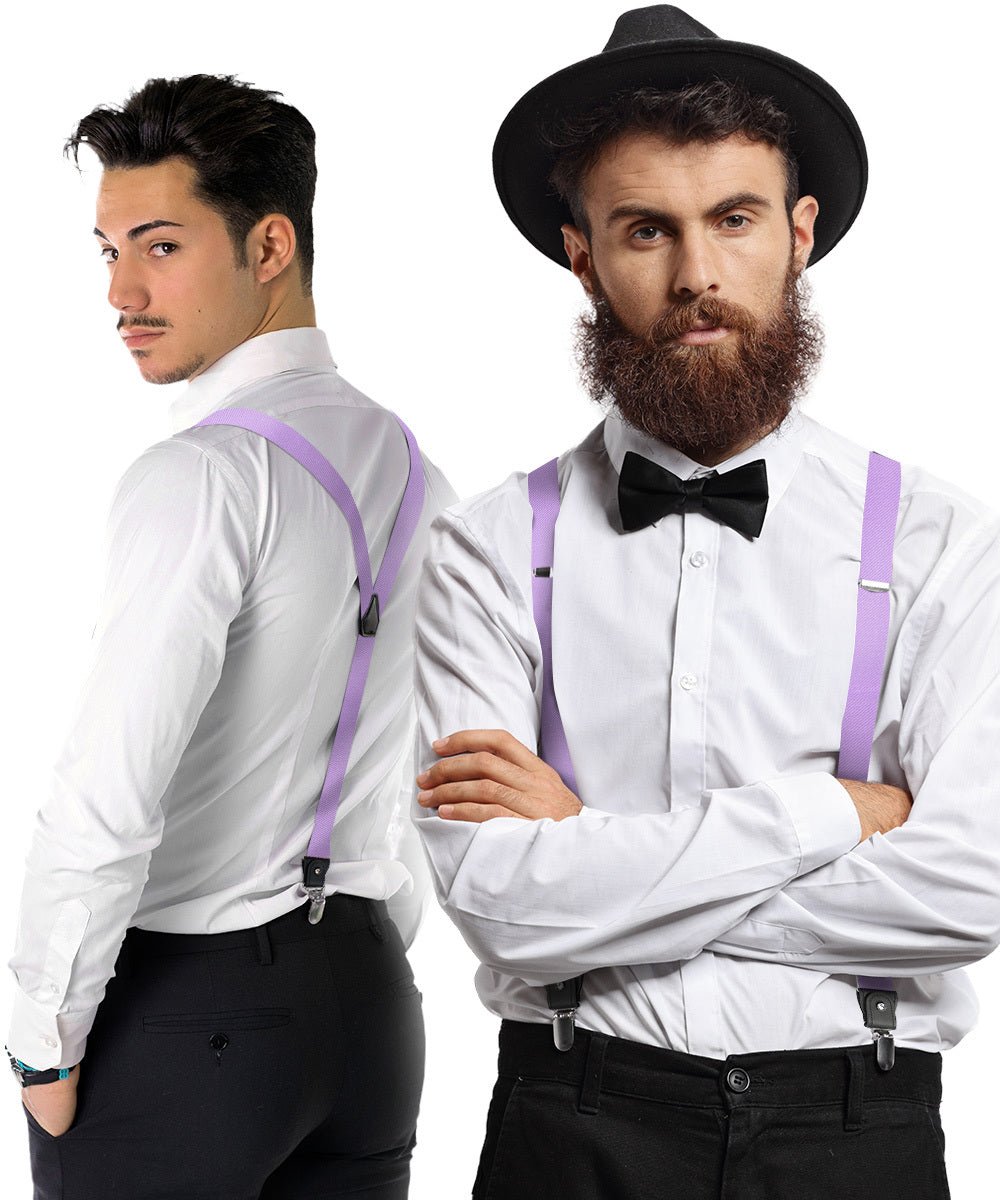 Vittorio Farina Men's Convertible Suspender in Gift Box: 70% Polyester & 30% Elastomer - Suits You Sir - Lavender - Silver