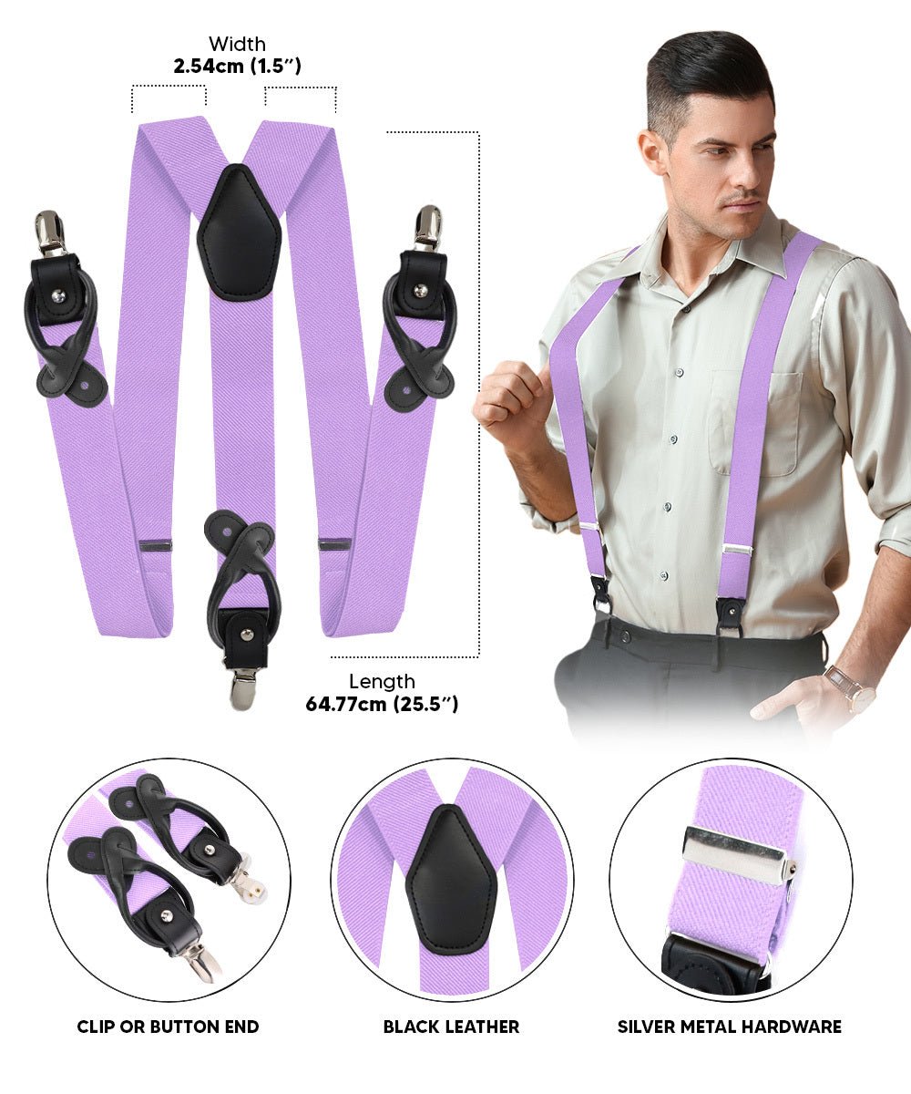 Vittorio Farina Men's Convertible Suspender in Gift Box: 70% Polyester & 30% Elastomer - Suits You Sir - Lavender - Silver