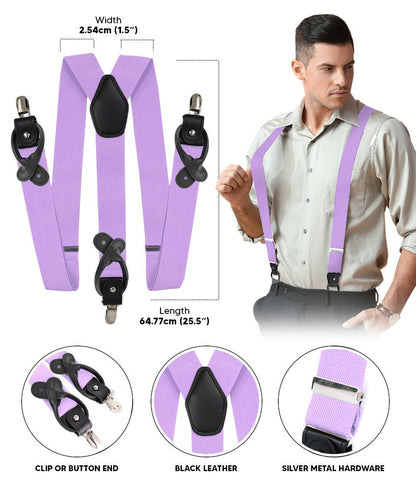 Vittorio Farina Men's Convertible Suspender in Gift Box: 70% Polyester & 30% Elastomer - Suits You Sir - Lavender - Silver