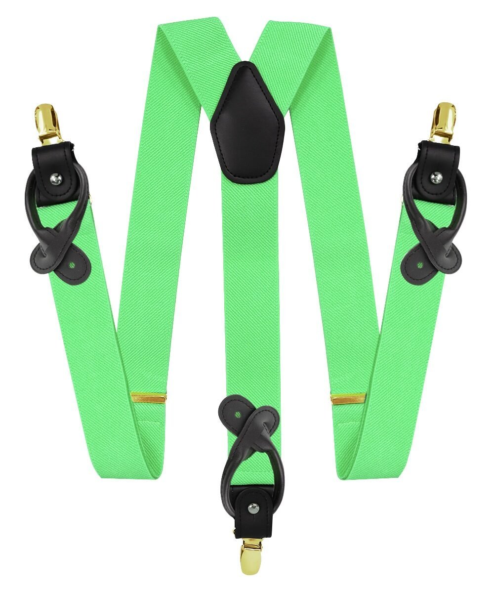 Vittorio Farina Men's Convertible Suspender in Gift Box: 70% Polyester & 30% Elastomer - Suits You Sir - Lime Green - Gold