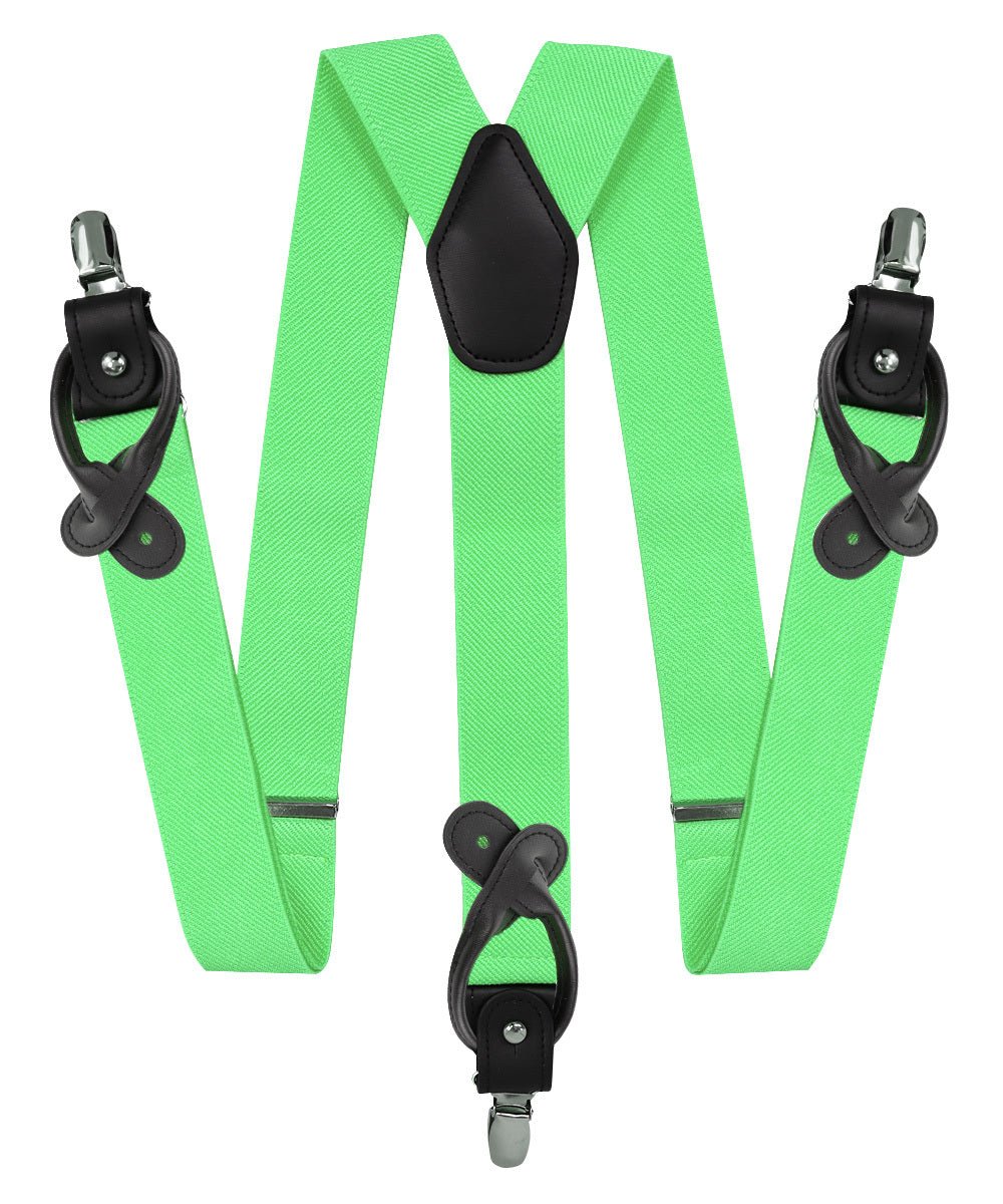 Vittorio Farina Men's Convertible Suspender in Gift Box: 70% Polyester & 30% Elastomer - Suits You Sir - Lime Green - Silver