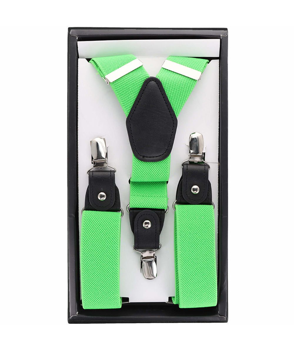 Vittorio Farina Men's Convertible Suspender in Gift Box: 70% Polyester & 30% Elastomer - Suits You Sir - Lime Green - Silver