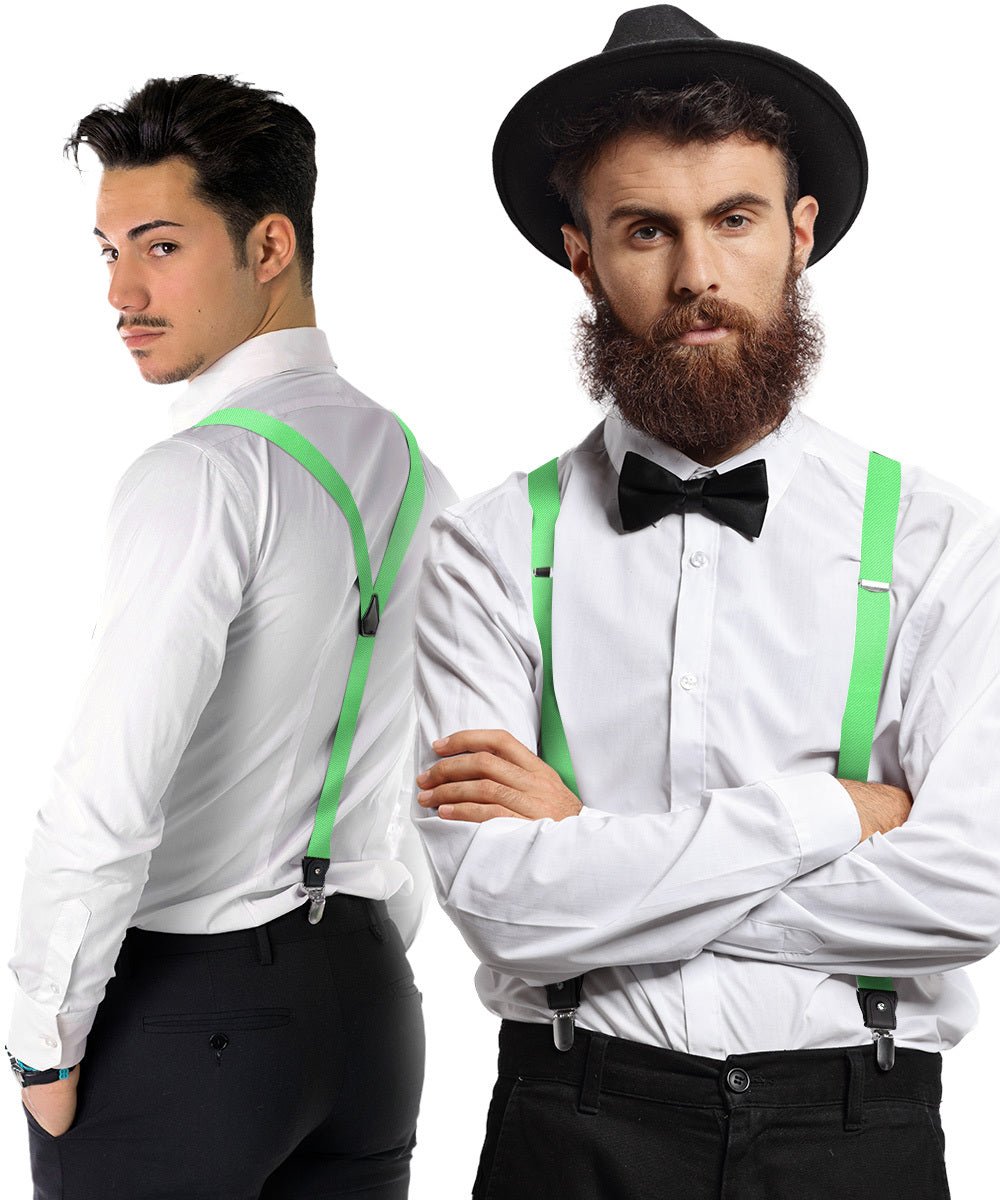 Vittorio Farina Men's Convertible Suspender in Gift Box: 70% Polyester & 30% Elastomer - Suits You Sir - Lime Green - Silver