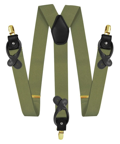 Vittorio Farina Men's Convertible Suspender in Gift Box: 70% Polyester & 30% Elastomer - Suits You Sir - Olive Green - Gold