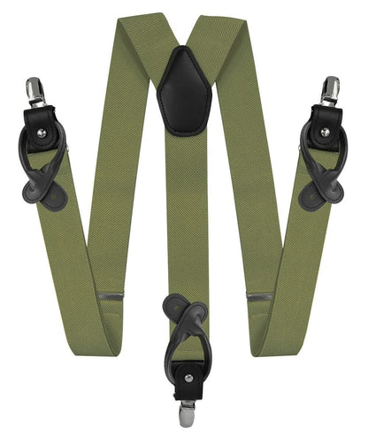Vittorio Farina Men's Convertible Suspender in Gift Box: 70% Polyester & 30% Elastomer - Suits You Sir - Olive Green - Silver