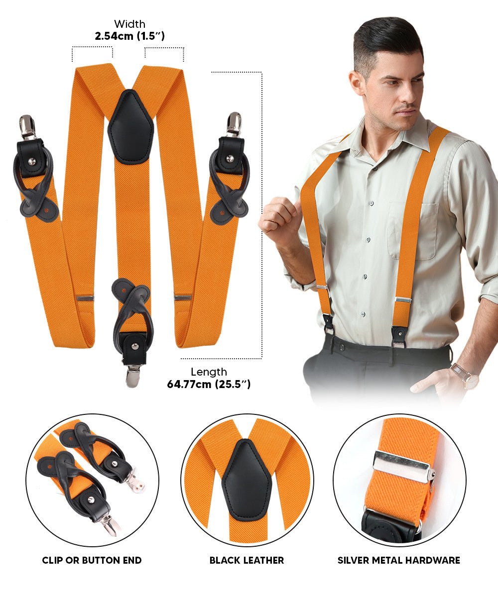 Vittorio Farina Men's Convertible Suspender in Gift Box: 70% Polyester & 30% Elastomer - Suits You Sir - Orange - Silver