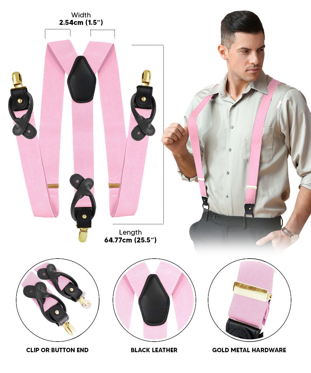 Vittorio Farina Men's Convertible Suspender in Gift Box: 70% Polyester & 30% Elastomer - Suits You Sir - Pink - Gold