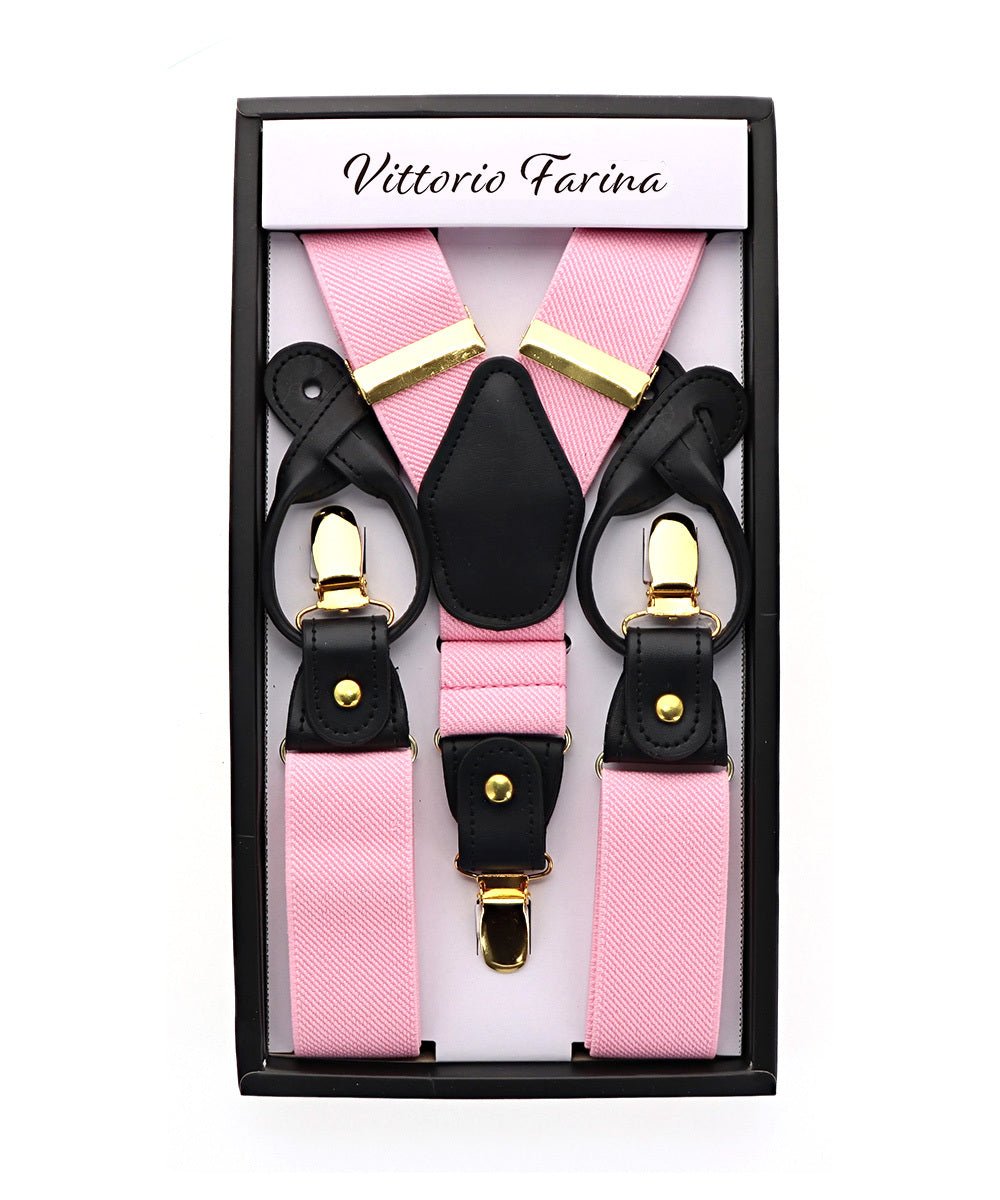 Vittorio Farina Men's Convertible Suspender in Gift Box: 70% Polyester & 30% Elastomer - Suits You Sir - Pink - Gold