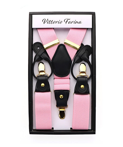 Vittorio Farina Men's Convertible Suspender in Gift Box: 70% Polyester & 30% Elastomer - Suits You Sir - Pink - Gold