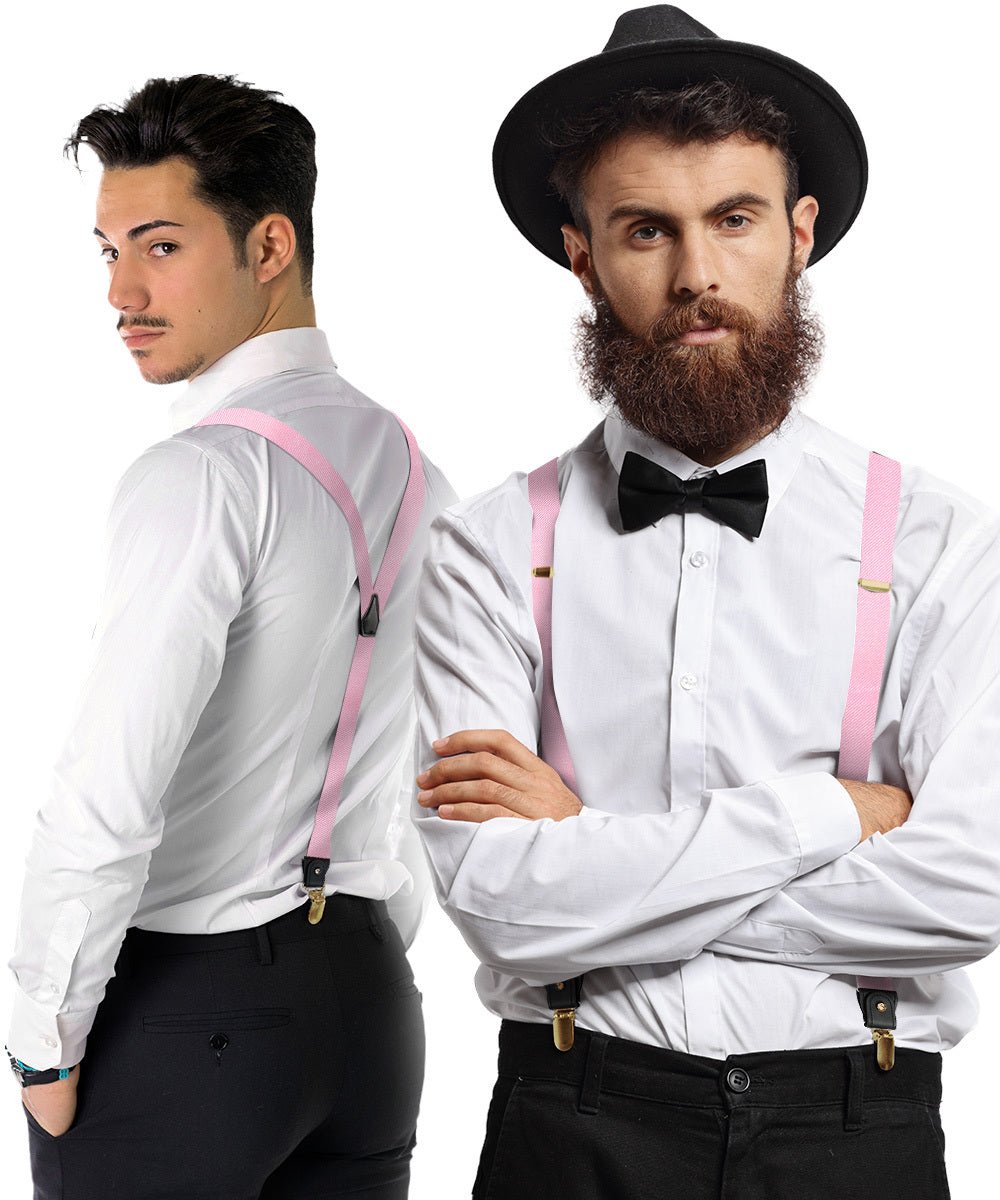 Vittorio Farina Men's Convertible Suspender in Gift Box: 70% Polyester & 30% Elastomer - Suits You Sir - Pink - Gold
