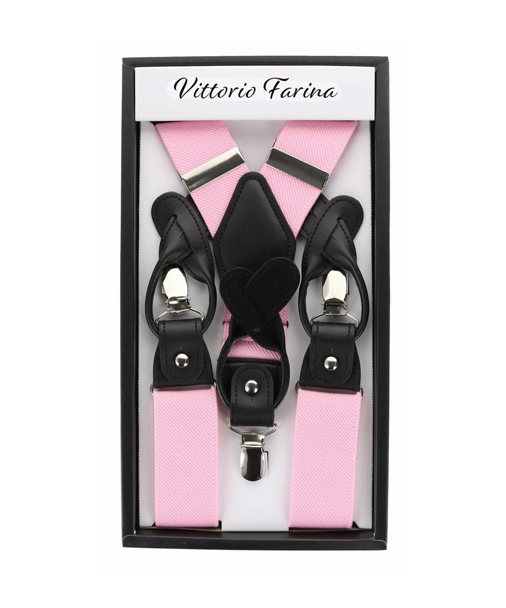 Vittorio Farina Men's Convertible Suspender in Gift Box: 70% Polyester & 30% Elastomer - Suits You Sir - Pink - Silver