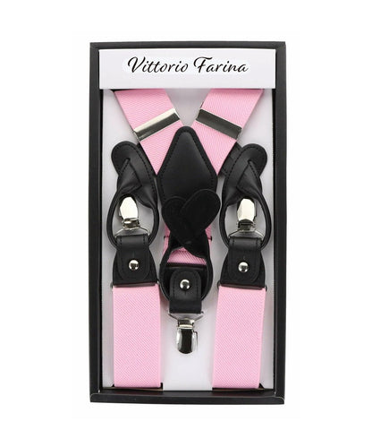 Vittorio Farina Men's Convertible Suspender in Gift Box: 70% Polyester & 30% Elastomer - Suits You Sir - Pink - Silver