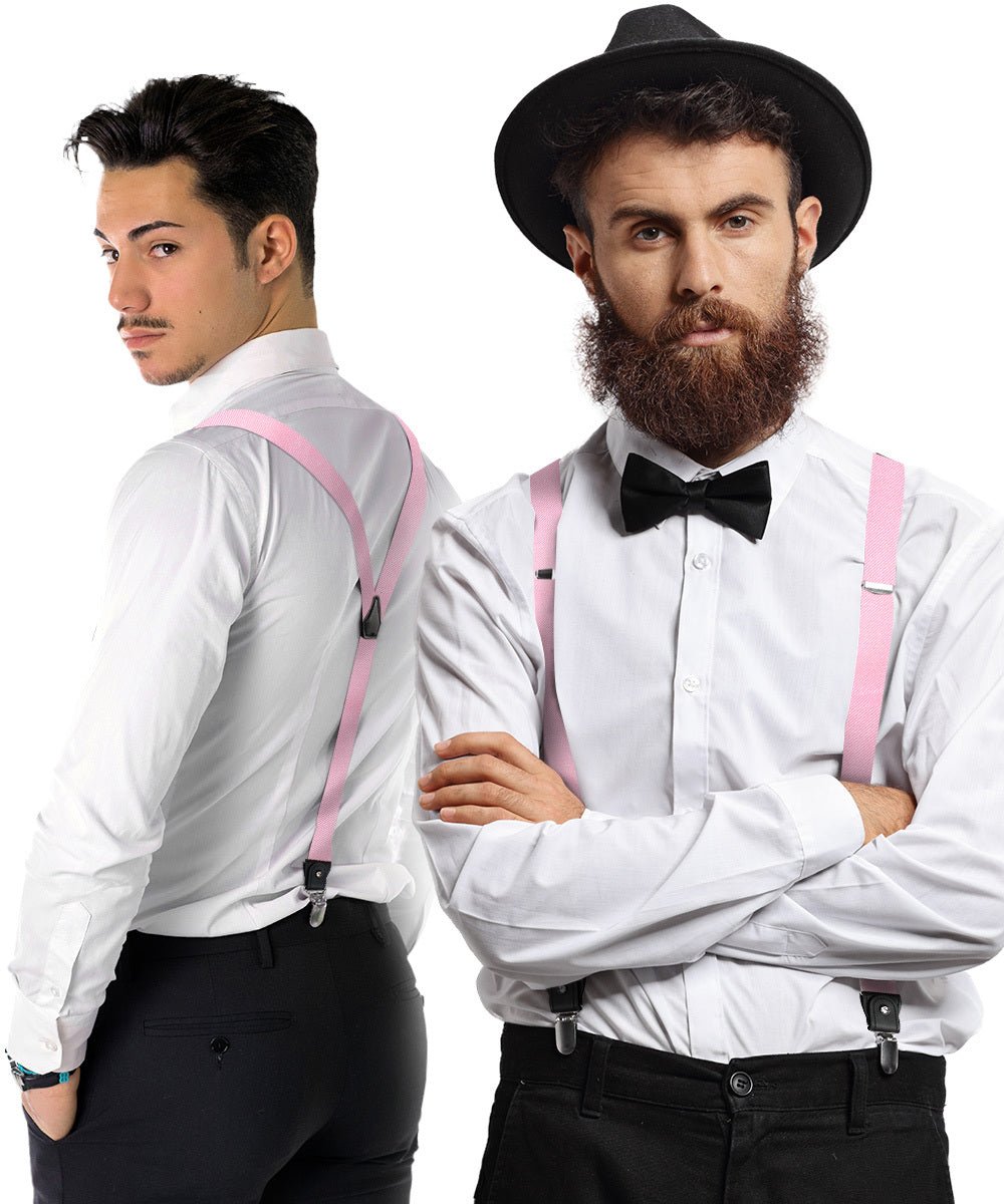 Vittorio Farina Men's Convertible Suspender in Gift Box: 70% Polyester & 30% Elastomer - Suits You Sir - Pink - Silver