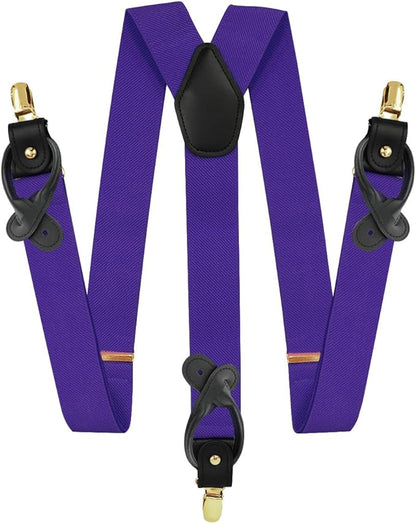 Vittorio Farina Men's Convertible Suspender in Gift Box: 70% Polyester & 30% Elastomer - Suits You Sir - Purple - Gold