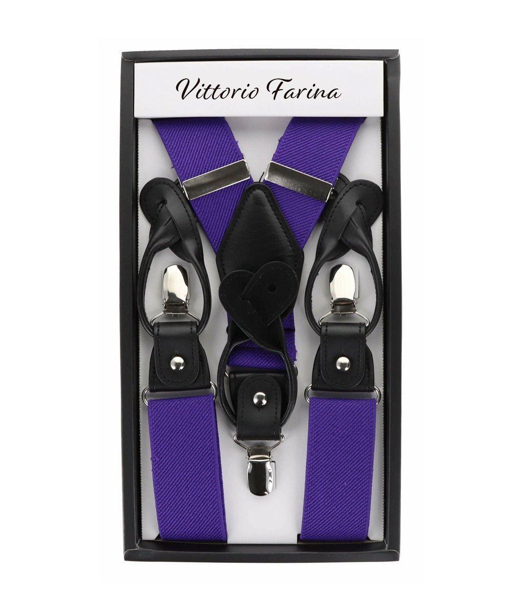Vittorio Farina Men's Convertible Suspender in Gift Box: 70% Polyester & 30% Elastomer - Suits You Sir - Purple - Silver