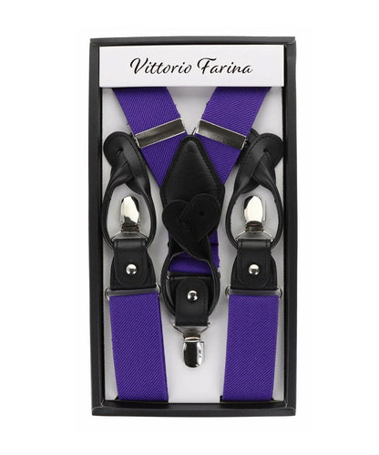 Vittorio Farina Men's Convertible Suspender in Gift Box: 70% Polyester & 30% Elastomer - Suits You Sir - Purple - Silver
