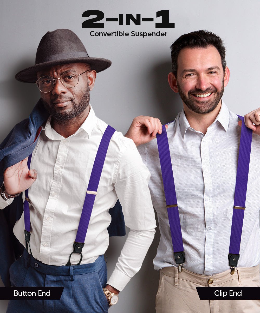 Vittorio Farina Men's Convertible Suspender in Gift Box: 70% Polyester & 30% Elastomer - Suits You Sir - Purple - Silver