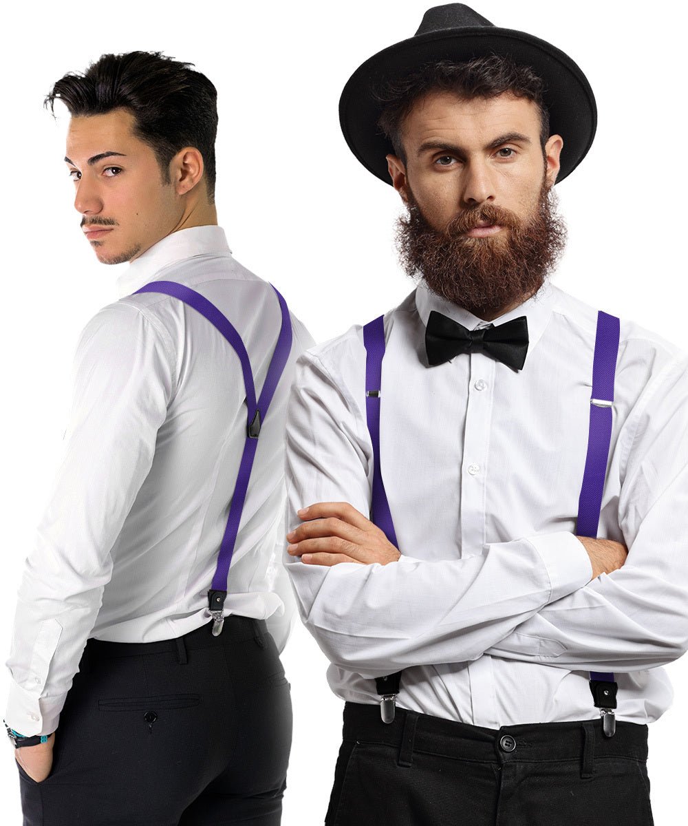 Vittorio Farina Men's Convertible Suspender in Gift Box: 70% Polyester & 30% Elastomer - Suits You Sir - Purple - Silver