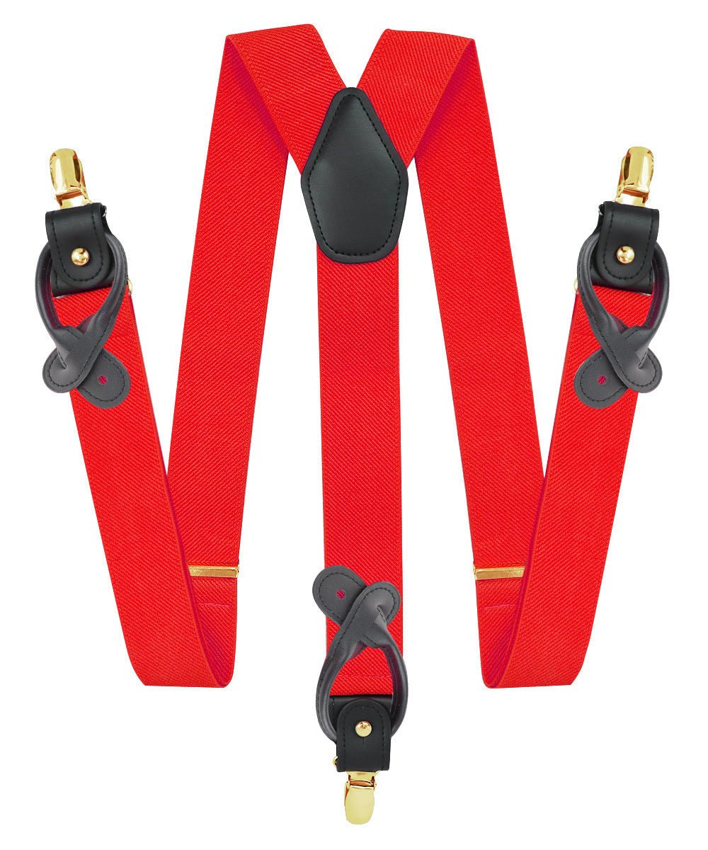 Vittorio Farina Men's Convertible Suspender in Gift Box: 70% Polyester & 30% Elastomer - Suits You Sir - Red - Gold