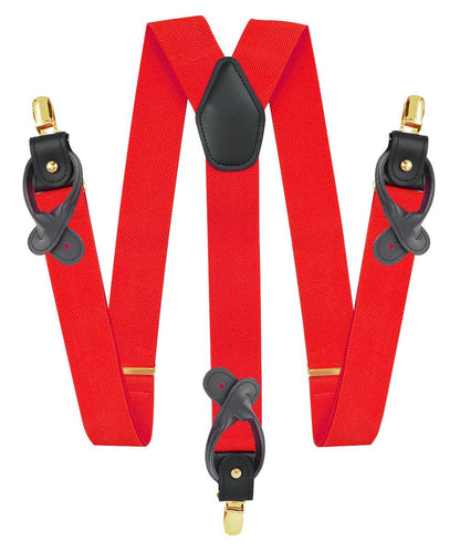 Vittorio Farina Men's Convertible Suspender in Gift Box: 70% Polyester & 30% Elastomer - Suits You Sir - Red - Gold