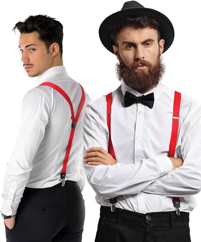 Vittorio Farina Men's Convertible Suspender in Gift Box: 70% Polyester & 30% Elastomer - Suits You Sir - Red - Silver