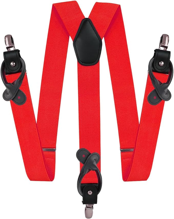 Vittorio Farina Men's Convertible Suspender in Gift Box: 70% Polyester & 30% Elastomer - Suits You Sir - Red - Silver