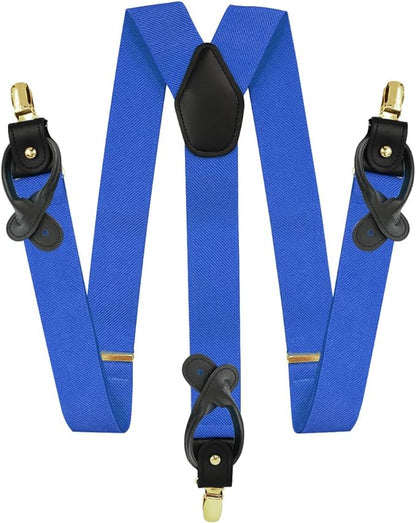 Vittorio Farina Men's Convertible Suspender in Gift Box: 70% Polyester & 30% Elastomer - Suits You Sir - Royal Blue - Gold