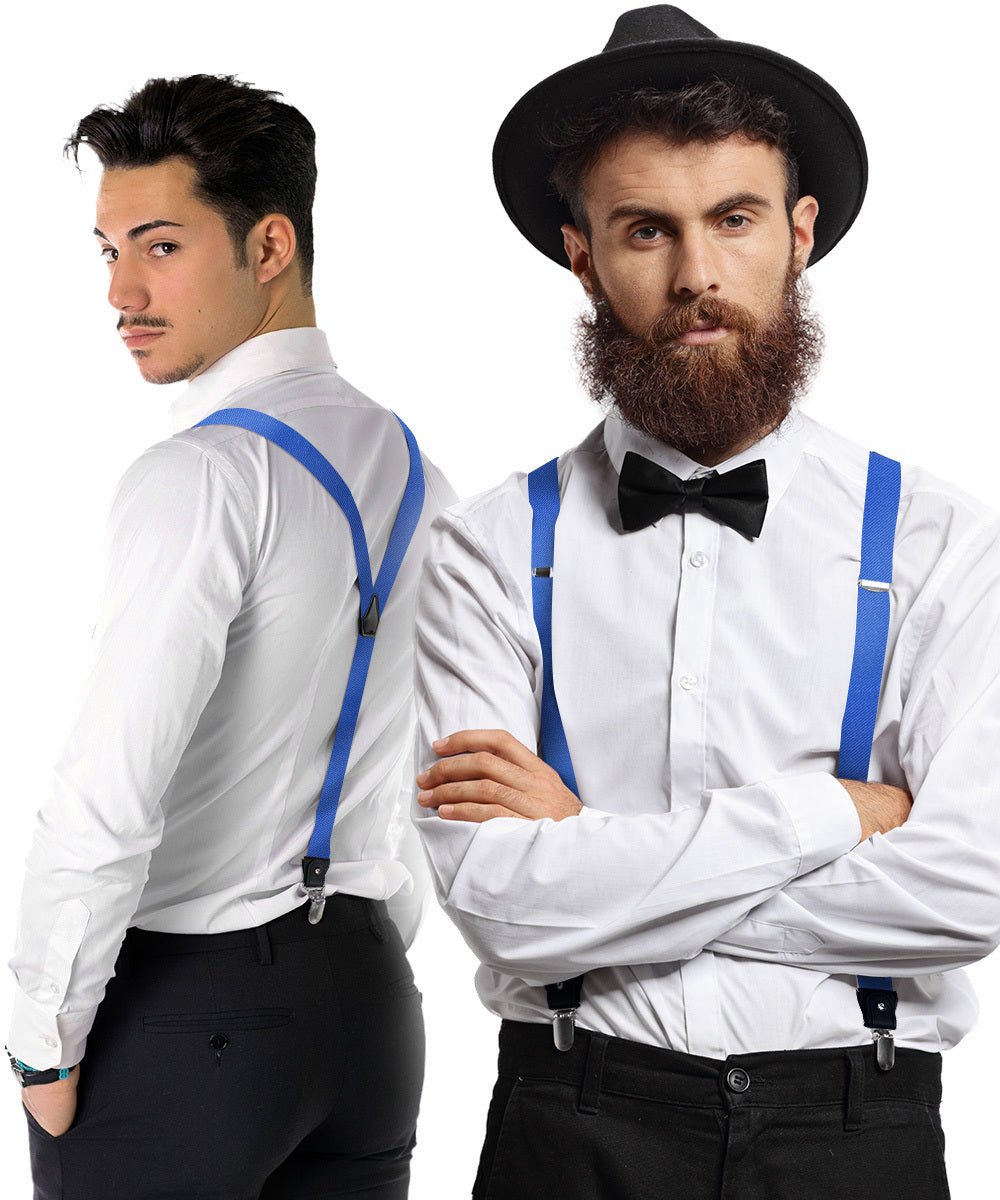 Vittorio Farina Men's Convertible Suspender in Gift Box: 70% Polyester & 30% Elastomer - Suits You Sir - Royal Blue - Silver