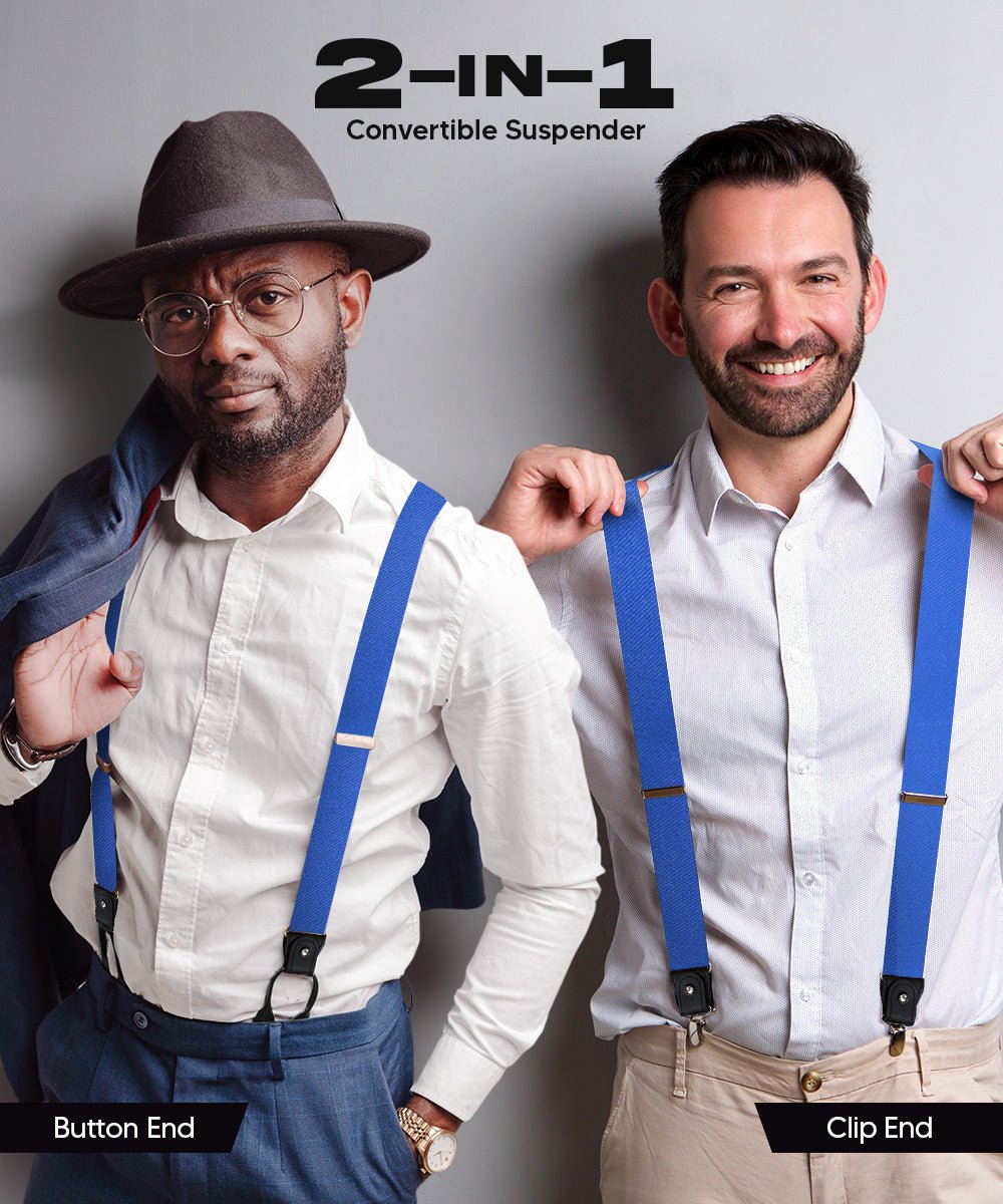 Vittorio Farina Men's Convertible Suspender in Gift Box: 70% Polyester & 30% Elastomer - Suits You Sir - Royal Blue - Silver