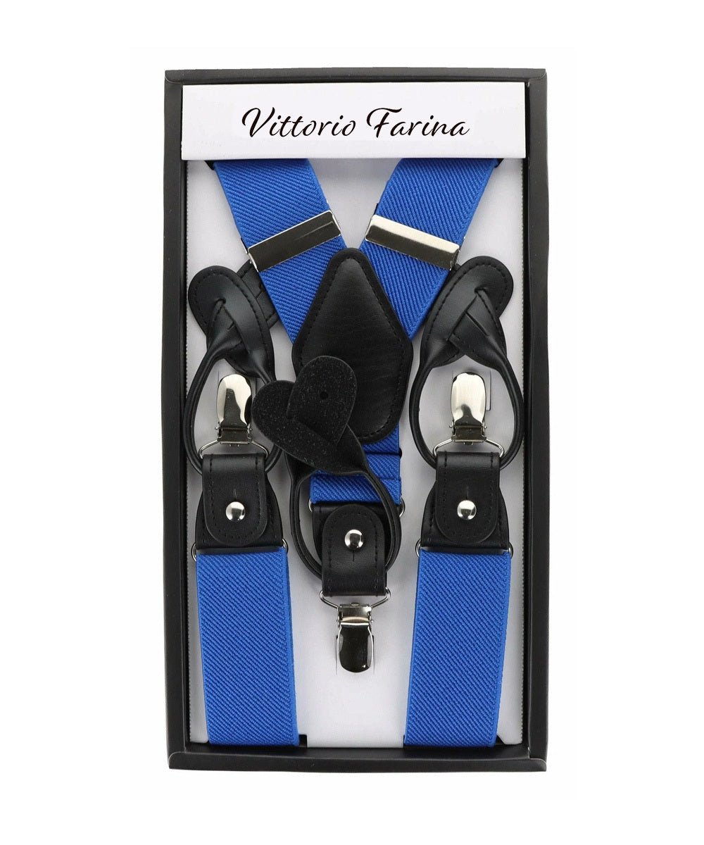 Vittorio Farina Men's Convertible Suspender in Gift Box: 70% Polyester & 30% Elastomer - Suits You Sir - Royal Blue - Silver