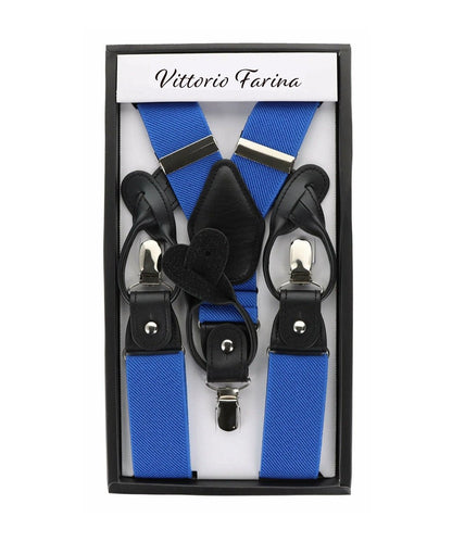 Vittorio Farina Men's Convertible Suspender in Gift Box: 70% Polyester & 30% Elastomer - Suits You Sir - Royal Blue - Silver