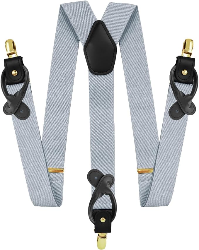 Vittorio Farina Men's Convertible Suspender in Gift Box: 70% Polyester & 30% Elastomer - Suits You Sir - Silver - Gold