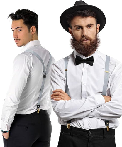Vittorio Farina Men's Convertible Suspender in Gift Box: 70% Polyester & 30% Elastomer - Suits You Sir - Silver - Gold