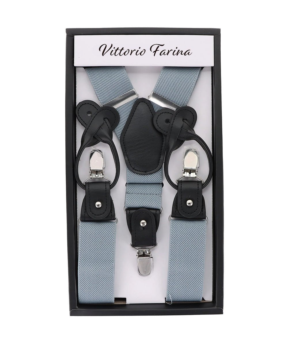 Vittorio Farina Men's Convertible Suspender in Gift Box: 70% Polyester & 30% Elastomer - Suits You Sir - Silver - Silver