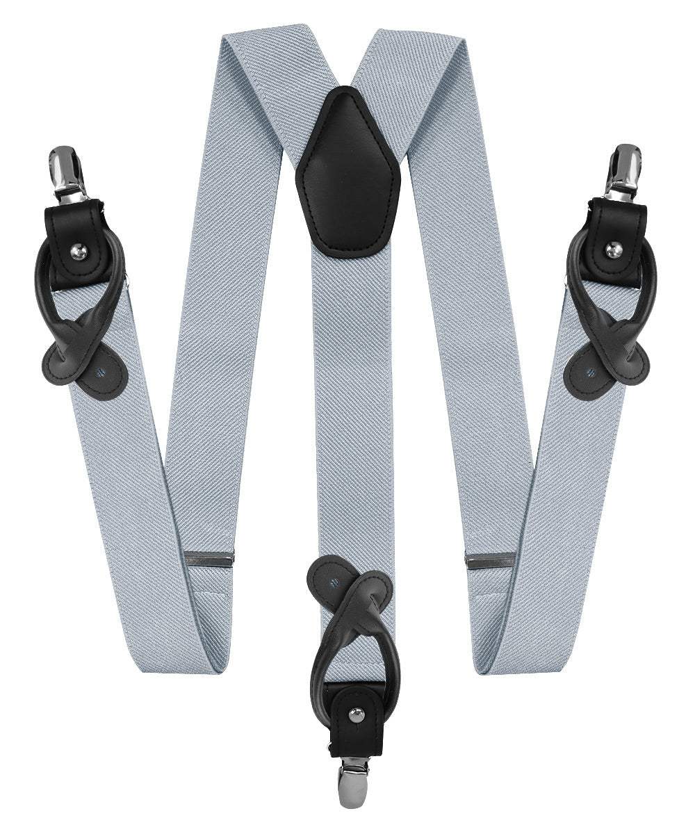 Vittorio Farina Men's Convertible Suspender in Gift Box: 70% Polyester & 30% Elastomer - Suits You Sir - Silver - Silver