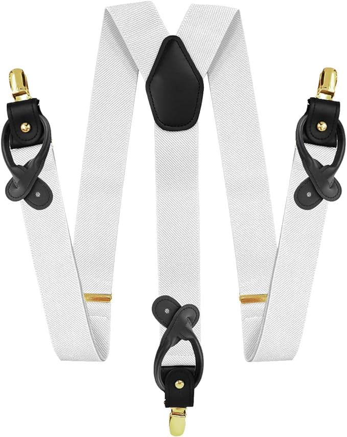 Vittorio Farina Men's Convertible Suspender in Gift Box: 70% Polyester & 30% Elastomer - Suits You Sir - White - Gold